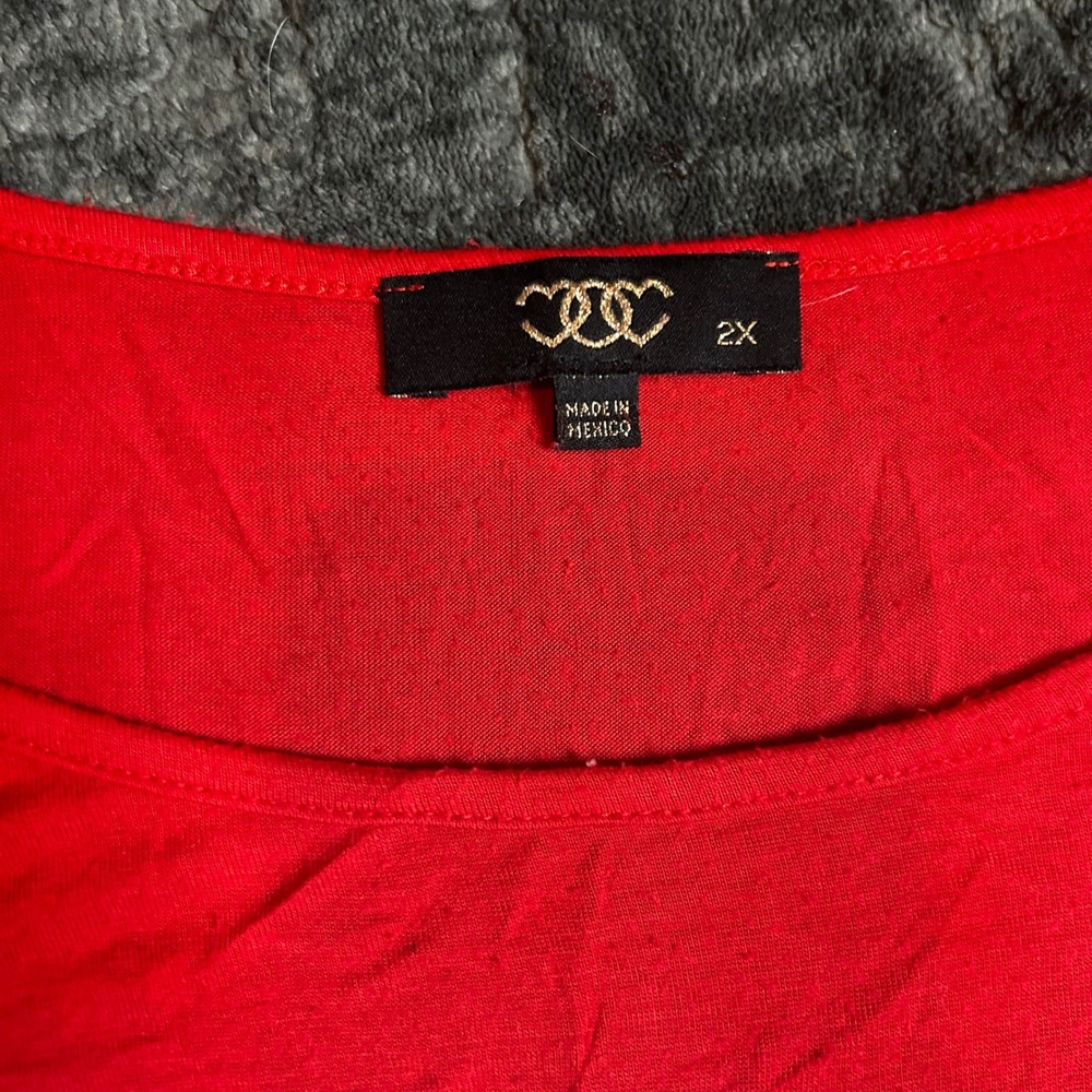 Y2K Red Glam Heels Graphic Top 2X High Low Tunic Party Girl Pearl Embellished T - Picture 5 of 5